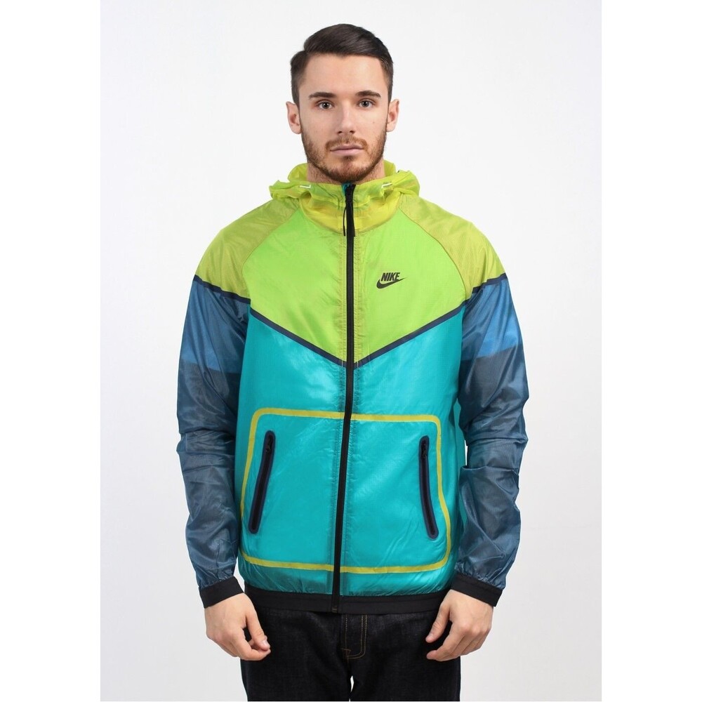 Nike Vintage Rare Tech Windrunner Jacket Hyperfuse Nylon Glanz Blue Yellow L